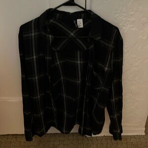 H&M Divided collection Black plaid button up